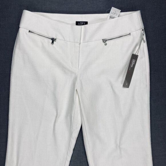 NWT Ann Taylor Loft Marisa Cropped Capri Pants 4 White Stretch Business Casual - Picture 2 of 14